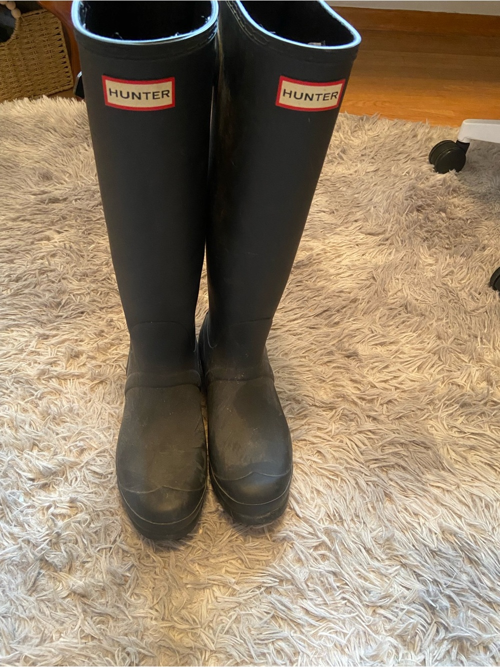 Hunter Black Glossy Rain Boot (Interior Label Visible)